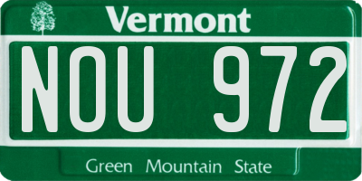 VT license plate NOU972