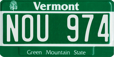 VT license plate NOU974