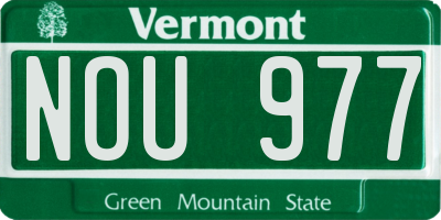VT license plate NOU977