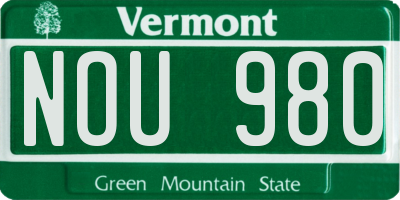 VT license plate NOU980