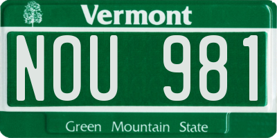 VT license plate NOU981