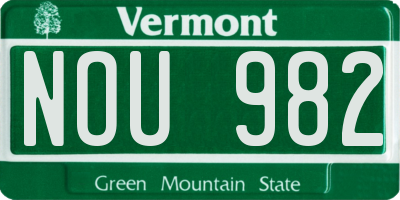 VT license plate NOU982
