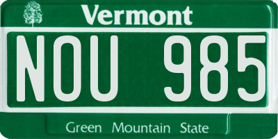 VT license plate NOU985