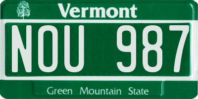 VT license plate NOU987