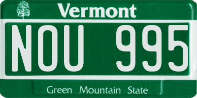 VT license plate NOU995