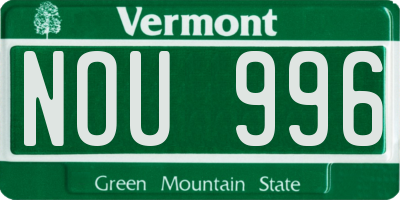 VT license plate NOU996