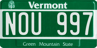 VT license plate NOU997