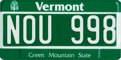 VT license plate NOU998