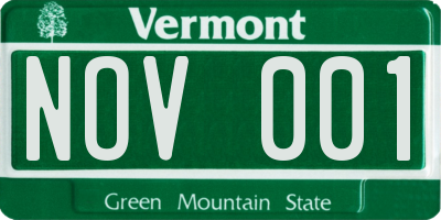 VT license plate NOV001