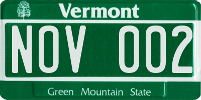 VT license plate NOV002