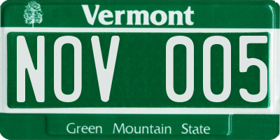 VT license plate NOV005