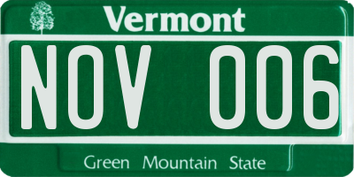 VT license plate NOV006