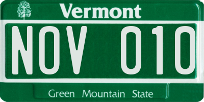 VT license plate NOV010