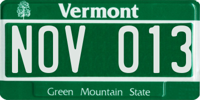 VT license plate NOV013