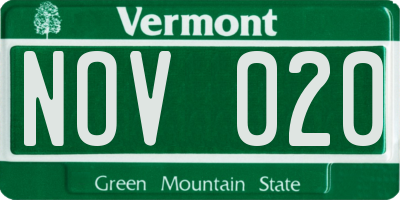 VT license plate NOV020