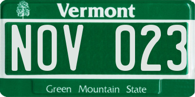VT license plate NOV023
