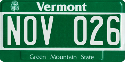 VT license plate NOV026