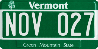 VT license plate NOV027