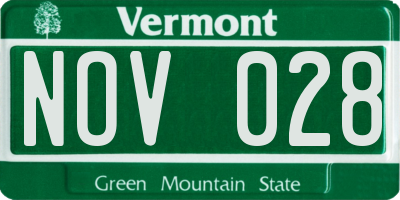 VT license plate NOV028
