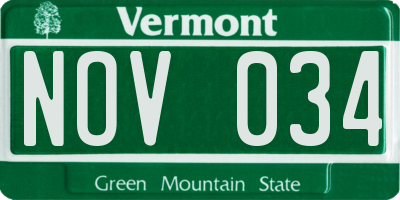 VT license plate NOV034