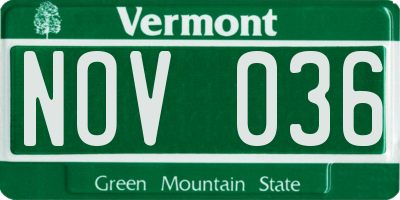 VT license plate NOV036