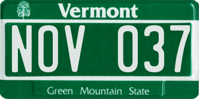 VT license plate NOV037