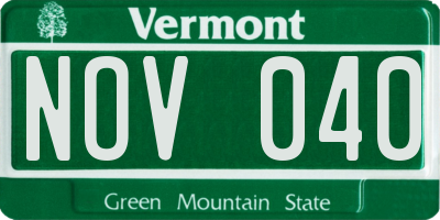VT license plate NOV040