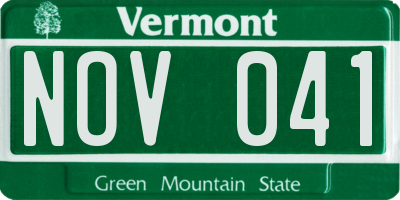 VT license plate NOV041