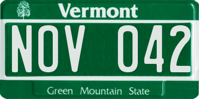 VT license plate NOV042