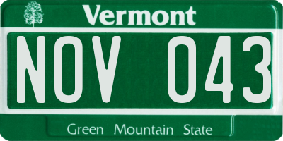 VT license plate NOV043