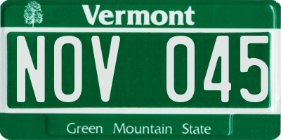 VT license plate NOV045