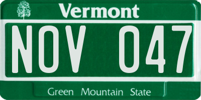 VT license plate NOV047