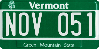 VT license plate NOV051