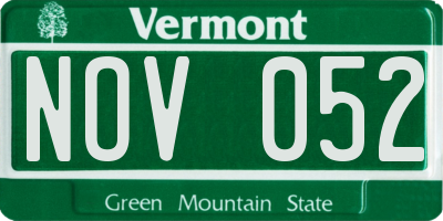 VT license plate NOV052