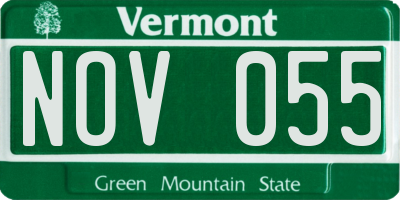 VT license plate NOV055