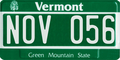 VT license plate NOV056