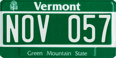 VT license plate NOV057