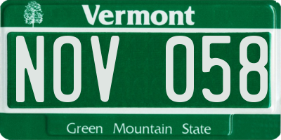 VT license plate NOV058