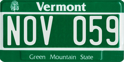 VT license plate NOV059