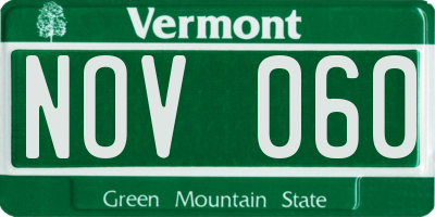 VT license plate NOV060