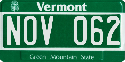 VT license plate NOV062