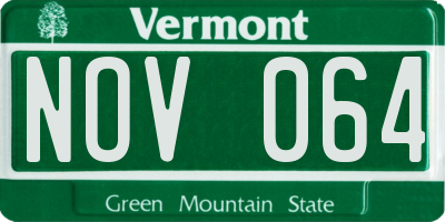 VT license plate NOV064