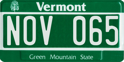 VT license plate NOV065