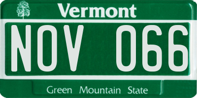 VT license plate NOV066