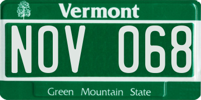 VT license plate NOV068