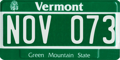 VT license plate NOV073