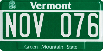 VT license plate NOV076