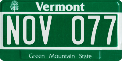 VT license plate NOV077