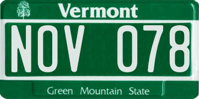 VT license plate NOV078
