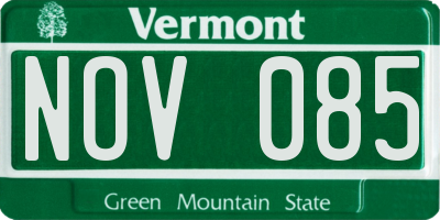 VT license plate NOV085